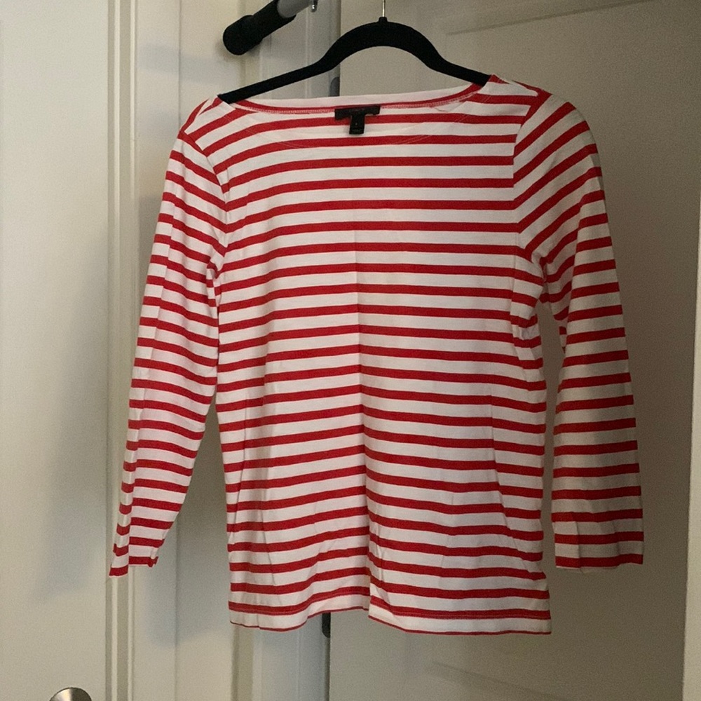 J.Crew striped boatneck red and white cotton top